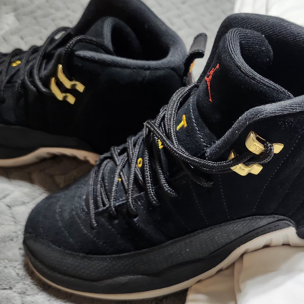 Black and Gold High-Top Sneakers